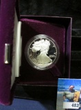 1986 S Silver Proof American Eagle Silver Dollar in original government issued box with COA.