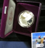 1992 S Silver Proof American Eagle Silver Dollar in original government issued box with COA.