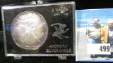 Superbly toned 1993 American Silver Eagle in hard plastic case. Gem BU.