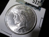 1923 P Brilliant Uncircluated U.S. Peace Silver Dollar.