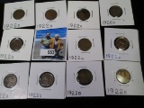 (11) 1922 D Scarce Date Lincoln Cents average grading of VF. Over $200 at CDN Bid price.