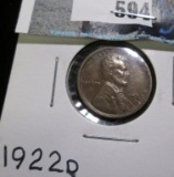 1922 D Lincoln Cent, EF. Semi-key date from a die variety set