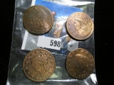 1800, 1819, 1820, & 1821 U.S. Large Cents, all have been laquered years ago to prevent them from mor