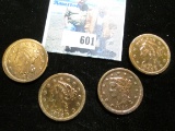 1846, 47, 48 & 49  U.S. Large Cents, all have been laquered years ago to prevent them from more corr