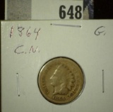 1864 Indian Head Cent, Copper-nickel, G.