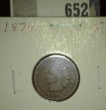 1874 Indian Head Cent, Good.