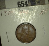 1909 P VDB Lincoln Cent, EF.