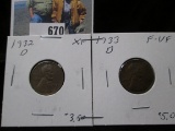 1932 D EF & 33 D F-VF Lincoln Cents.