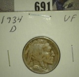 1934 D Buffalo Nickel, VF.