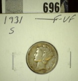 1931 S Mercury Dime, F-VF.