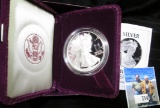 1993 P Silver Proof American Eagle Dollar in original box with COA.