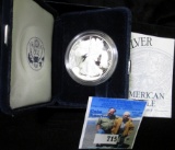 1994 P Silver Proof American Eagle Dollar in original box with COA.