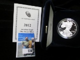 2012 W Silver Proof American Eagle Dollar in original box with COA.