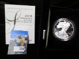 2016 W Silver Proof American Eagle Dollar in original box with COA.