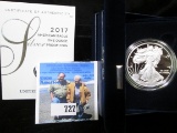 2017 W Silver Proof American Eagle Dollar in original box with COA.