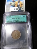 1870 Indian Head Cent ICG slabbed VF35.