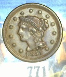 1851 Newcomb # 11 U.S. Large Cent, EF.