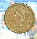 1855 U.S. Large Cent, Brown AU, Newcomb # 6.