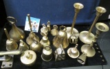 Group of Brass Bells, Candle holders, and etc.