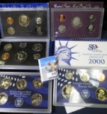 1971 S, 83 S, 88 S (milky toning), & 2000 S U.S. Proof Sets in original boxes of issue.