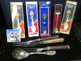 Group of Collector's Spoons & some antique table ware.