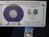 1881 S Morgan Silver Dollar in a special Postmarked cover with stamps issued from Washington D.C. in