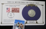 1883 P Morgan Silver Dollar in a special Postmarked cover with stamps issued from Washington D.C. in