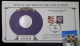 1886 O Morgan Silver Dollar in a special Postmarked cover with stamps issued from New York, New York
