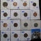 1862 Copper-Nickel, (2) 1902, 1904, & 1905 Indian Head Cents; 1927P, 33P, 1943P, D, 54P, 55P, D, S,