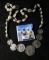 Cool Necklace With Shells & Australia Silver Coins Including 2 Sixpence, 2-Threepence, 2 Shillings,