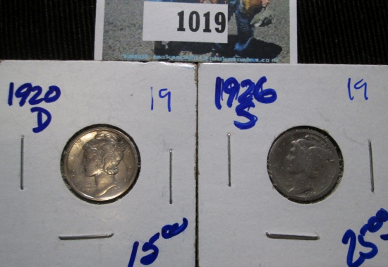 1926-S & 1920-D Mercury Dimes