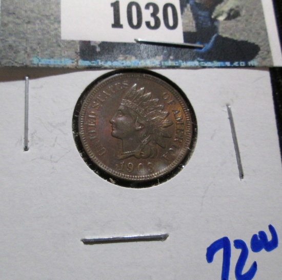 1903 Indian Head Cent With Four Full Diamonds Visible