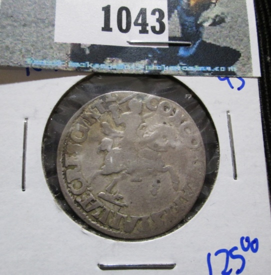 Silver Hammered Netherl& s 6 Stuivers 1690 #C58 2339