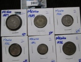 Mexican Coin Lot Includes 1887 25 Centavos, 1939 10- Centavos, 1906 5-Centavos, 1936 5-Centavos, & 1
