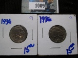 1934 & 1936 Buffalo Nickels