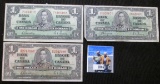 (3) Series 1937 Canada $1 Bank notes.