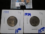 1934 & 1937 Buffalo Nickels