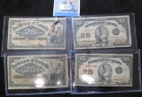 2- Series Of 1900 & 2- Series Of 1923 25 Cent Canadian Fractional Notes Known As Shin Plasters