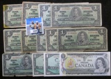 Large Canadian Currency Lot Includes 1- Series Of 1973 One Dollar Note, 2- Series Of 1954 One Dollar