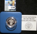 1984 Silver Proof One Pound Coin From Great Britain.  Only 50,000 Of These Coins Were Minted