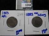 2- 1883 No Cents V Nickels