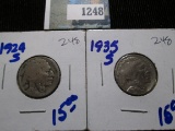 1924-S & 1935-S Buffalo Nickels