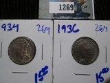 1934 & 1936 Buffalo Nickels
