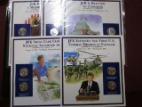 John F Kennedy Coin & Stamp Set Commemorates Jfk Proposes A Major Tax Cut, Jfk Is Elected President,