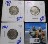 1913 Type 1, 1917, & 1921 Buffalo Nickels