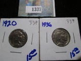 1920 & 1936 Buffalo Nickels
