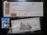 Vintage One Dollar Script From Canton, New York From The Chamber Of Commerce & A 1871 Bank Check Fro