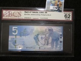 Bank Of Canada $5 Bank Note Series Of 2006 Graded Coince Uncirculated 62