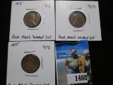 1995 Lincoln Memorial Cent With A Double Reverse & 4- 1955 Poor Man's Double Die Wheat Cents