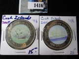 2- One Dollar Coins Dated 2004 From The Cook Isl& s
